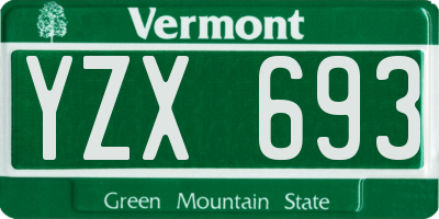 VT license plate YZX693