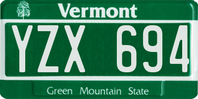 VT license plate YZX694