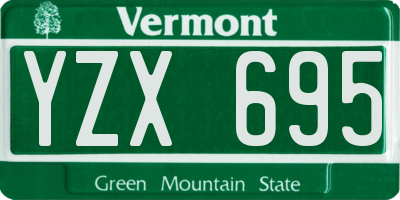 VT license plate YZX695