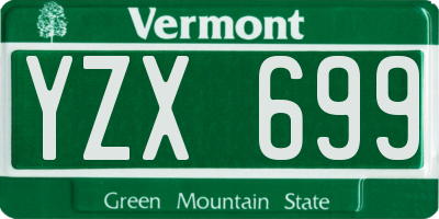 VT license plate YZX699