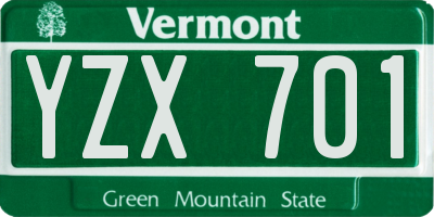 VT license plate YZX701