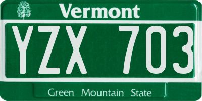 VT license plate YZX703
