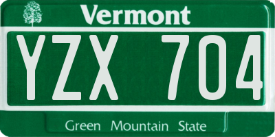 VT license plate YZX704