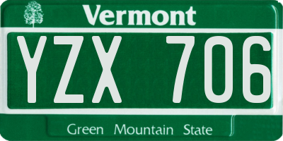 VT license plate YZX706