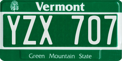 VT license plate YZX707