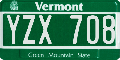 VT license plate YZX708