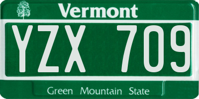 VT license plate YZX709