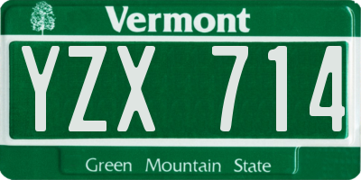 VT license plate YZX714
