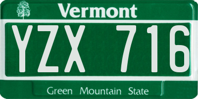 VT license plate YZX716