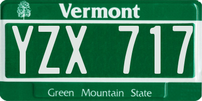 VT license plate YZX717