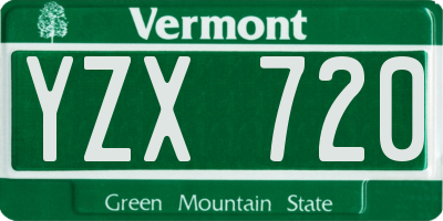 VT license plate YZX720