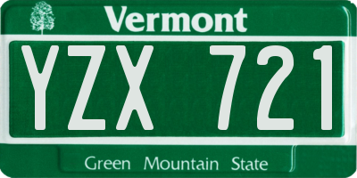 VT license plate YZX721