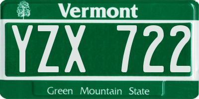 VT license plate YZX722