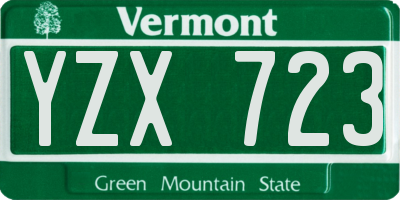 VT license plate YZX723