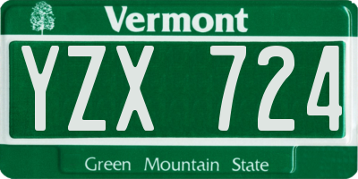VT license plate YZX724