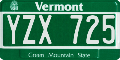 VT license plate YZX725