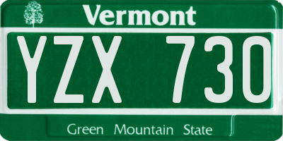 VT license plate YZX730