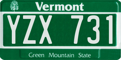 VT license plate YZX731