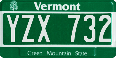 VT license plate YZX732