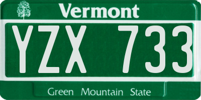 VT license plate YZX733