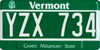 VT license plate YZX734