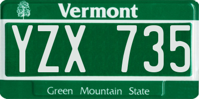 VT license plate YZX735