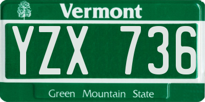 VT license plate YZX736