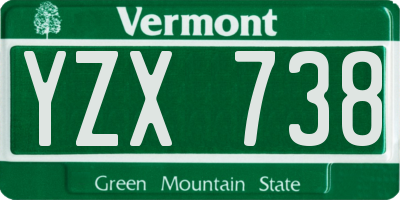 VT license plate YZX738