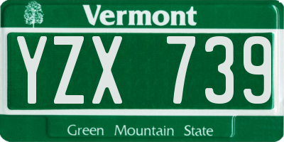 VT license plate YZX739