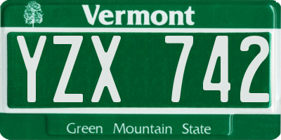 VT license plate YZX742