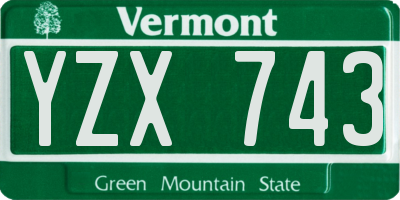 VT license plate YZX743