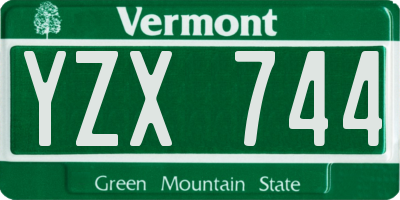 VT license plate YZX744
