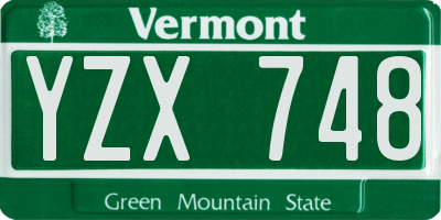 VT license plate YZX748