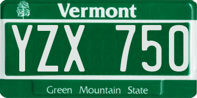 VT license plate YZX750