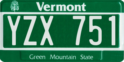 VT license plate YZX751