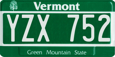 VT license plate YZX752