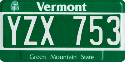 VT license plate YZX753