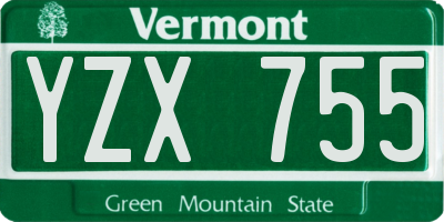 VT license plate YZX755