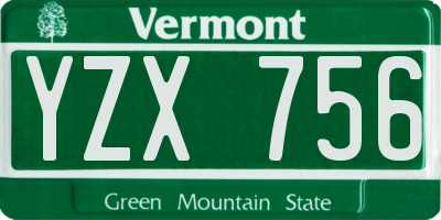 VT license plate YZX756
