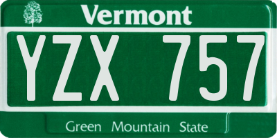 VT license plate YZX757