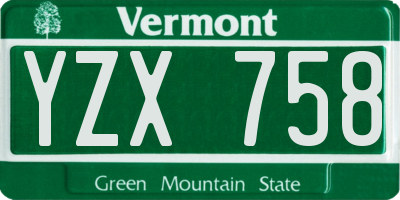 VT license plate YZX758
