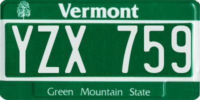VT license plate YZX759