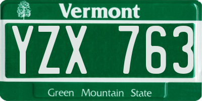 VT license plate YZX763