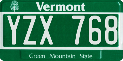 VT license plate YZX768