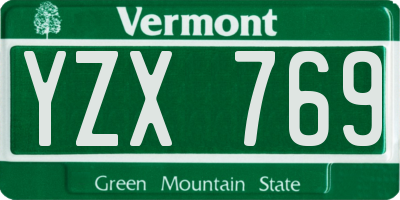VT license plate YZX769
