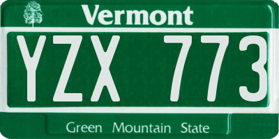 VT license plate YZX773