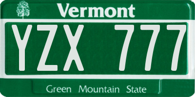 VT license plate YZX777