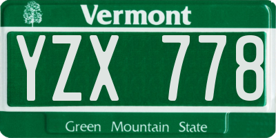 VT license plate YZX778