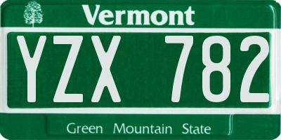 VT license plate YZX782