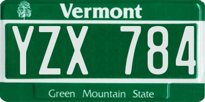 VT license plate YZX784